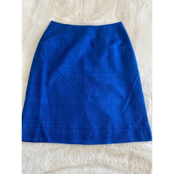 Clare Joseph Vintage Hand Loomed Pure Matka Silk Blue Skirt Sz 10 - Picture 3 of 9